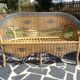 Vintage rattan lounge: one bench, two armchairs