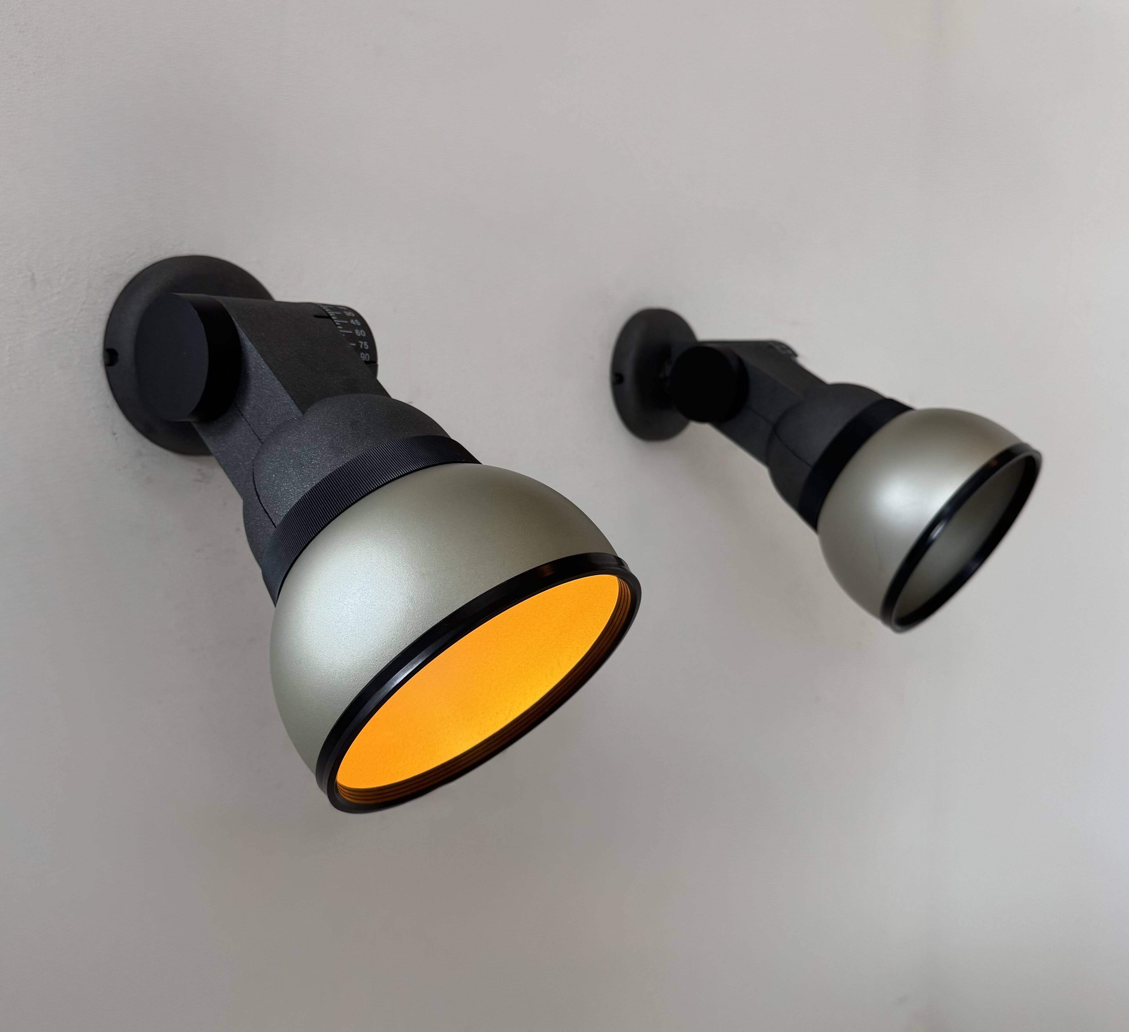 Pair of adjustable vintage wall lights, lacquered metal, Lita France 1980