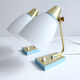 Pair of vintage table or bedside lamps, brass and glass, 50s 60s