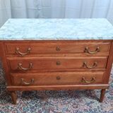 Louis XVI style chest of drawers in oak and marble top