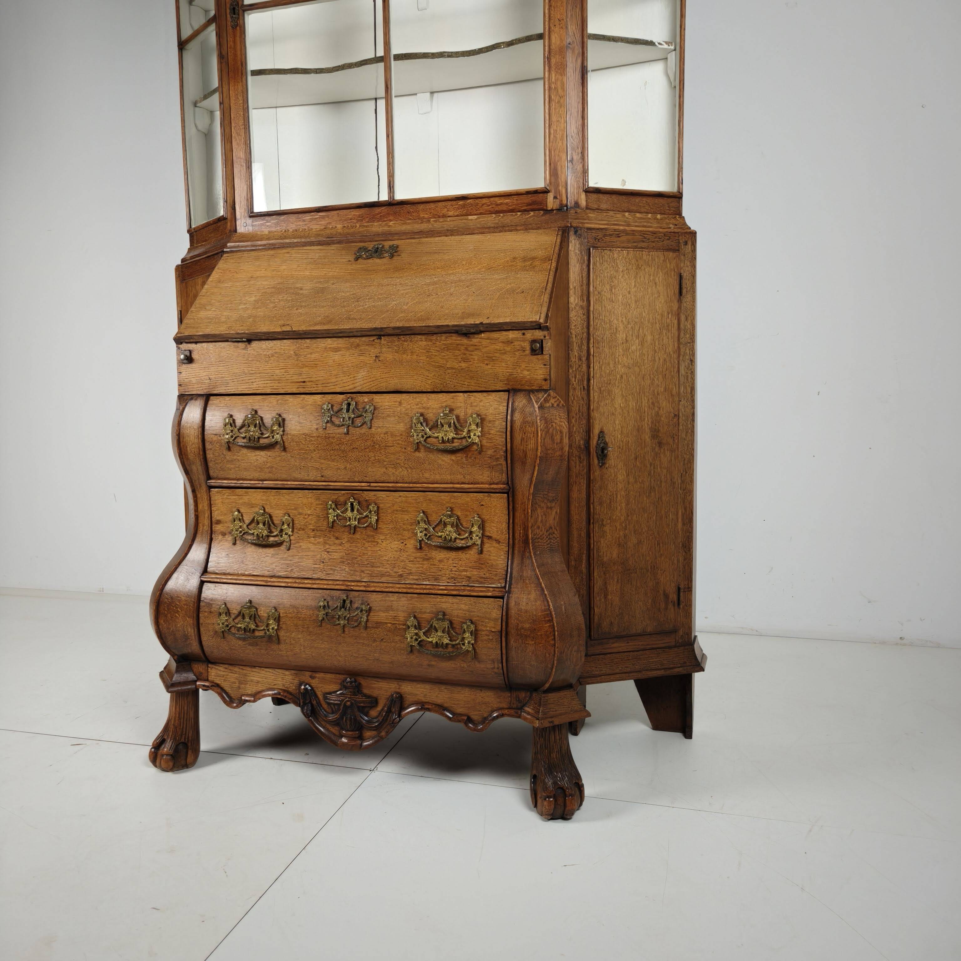 Dutch Oak Bureau Bookcase, 18th Century