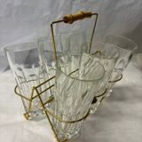 Set of 6 lemonade glasses with brass support