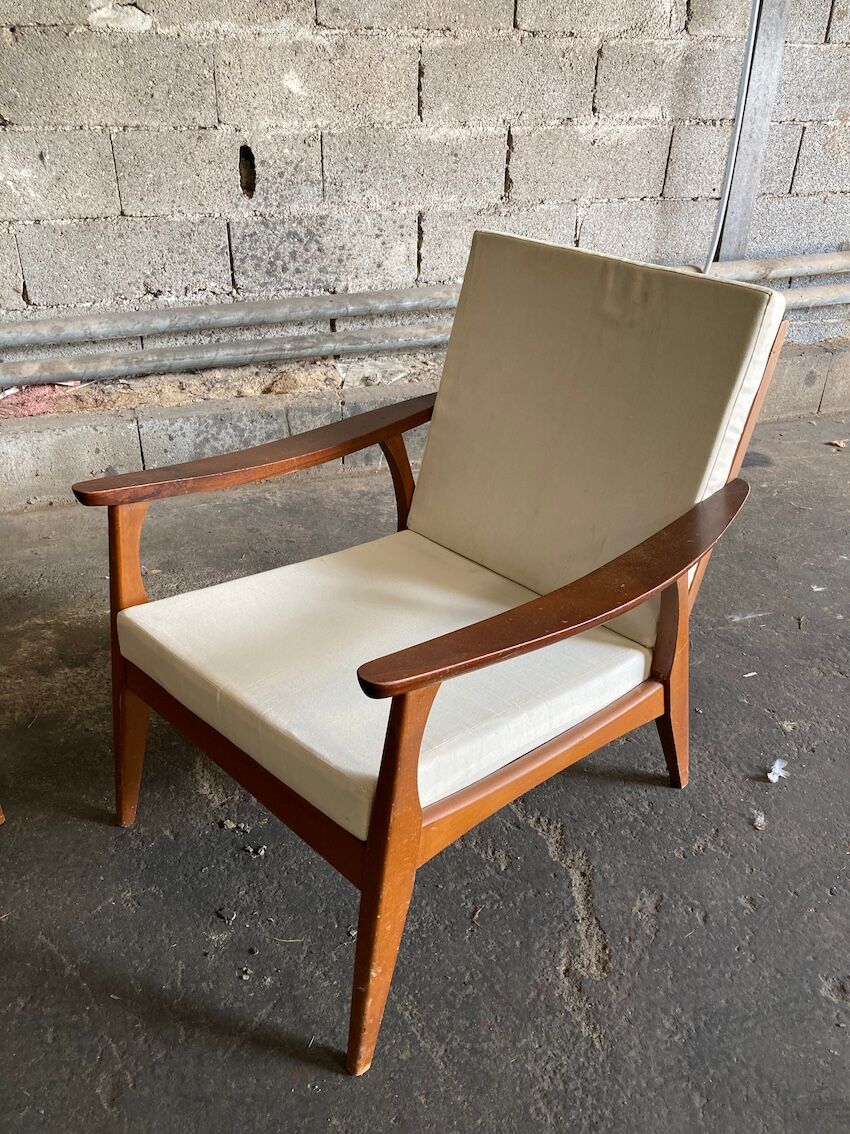 Pair of Scandinavian teak armchairs