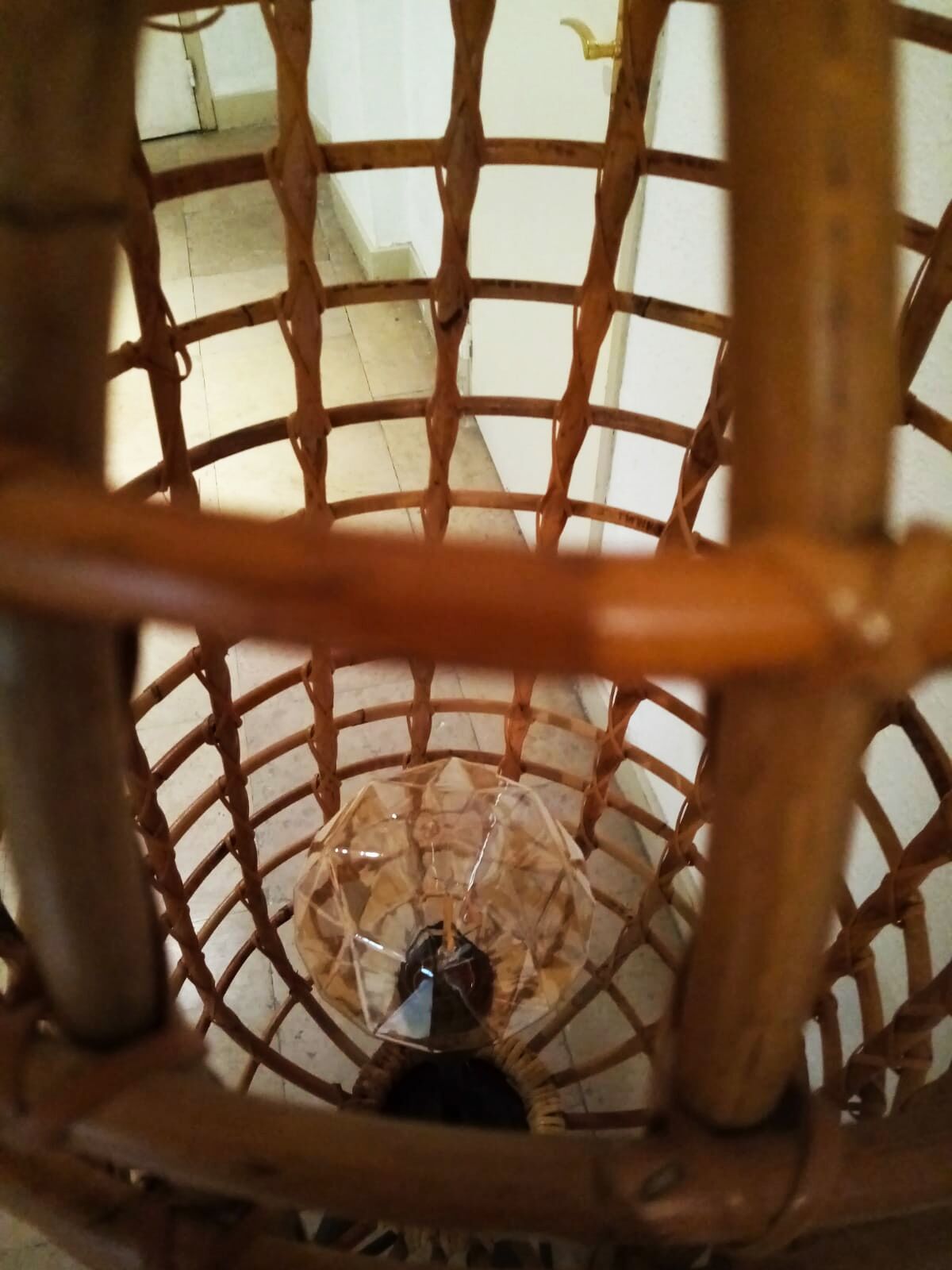 Wicker cage floor lamp