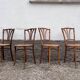 Series of 4 wooden chairs and cannage
