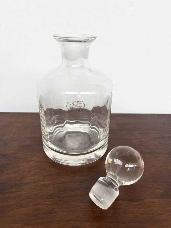 Carafe à whisky vintage en cristal de Paris avec étiquette d’origine