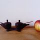 Salt and pepper shakers in carved wood, african craftsmanship