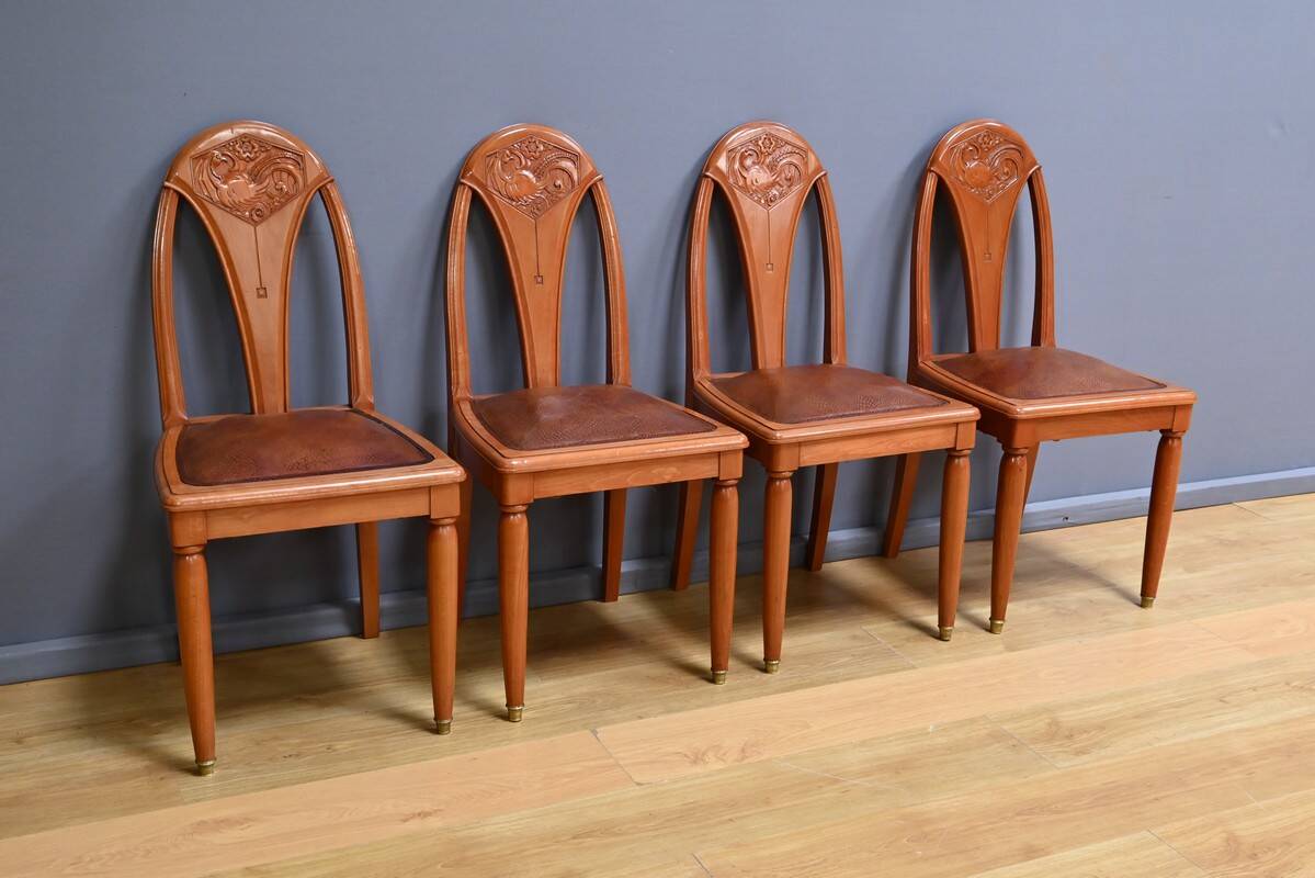 Set of 4 stained beech chairs, Art Deco – 1910