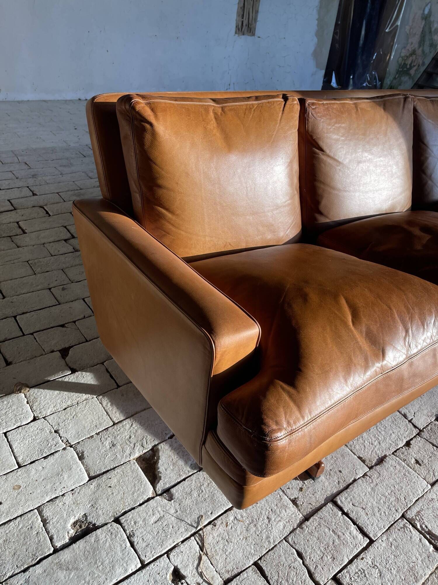 Rare Fredrik Kayser 4-seater sofa in cognac leather Model 807