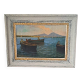 Ancient table oil on panel by Ermando Bellantonio