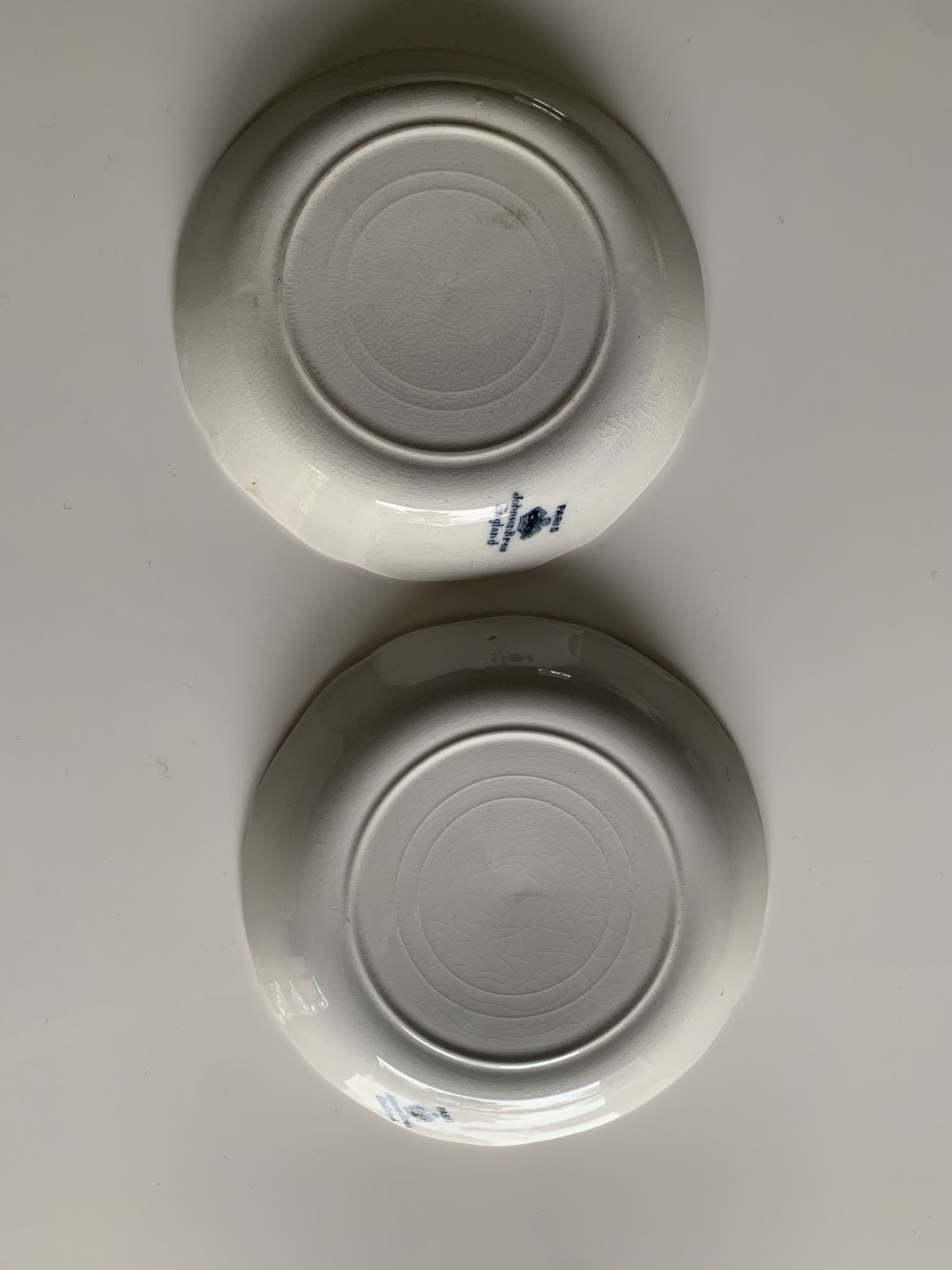Set of two small English porcelain plates by Johnson Bros.
