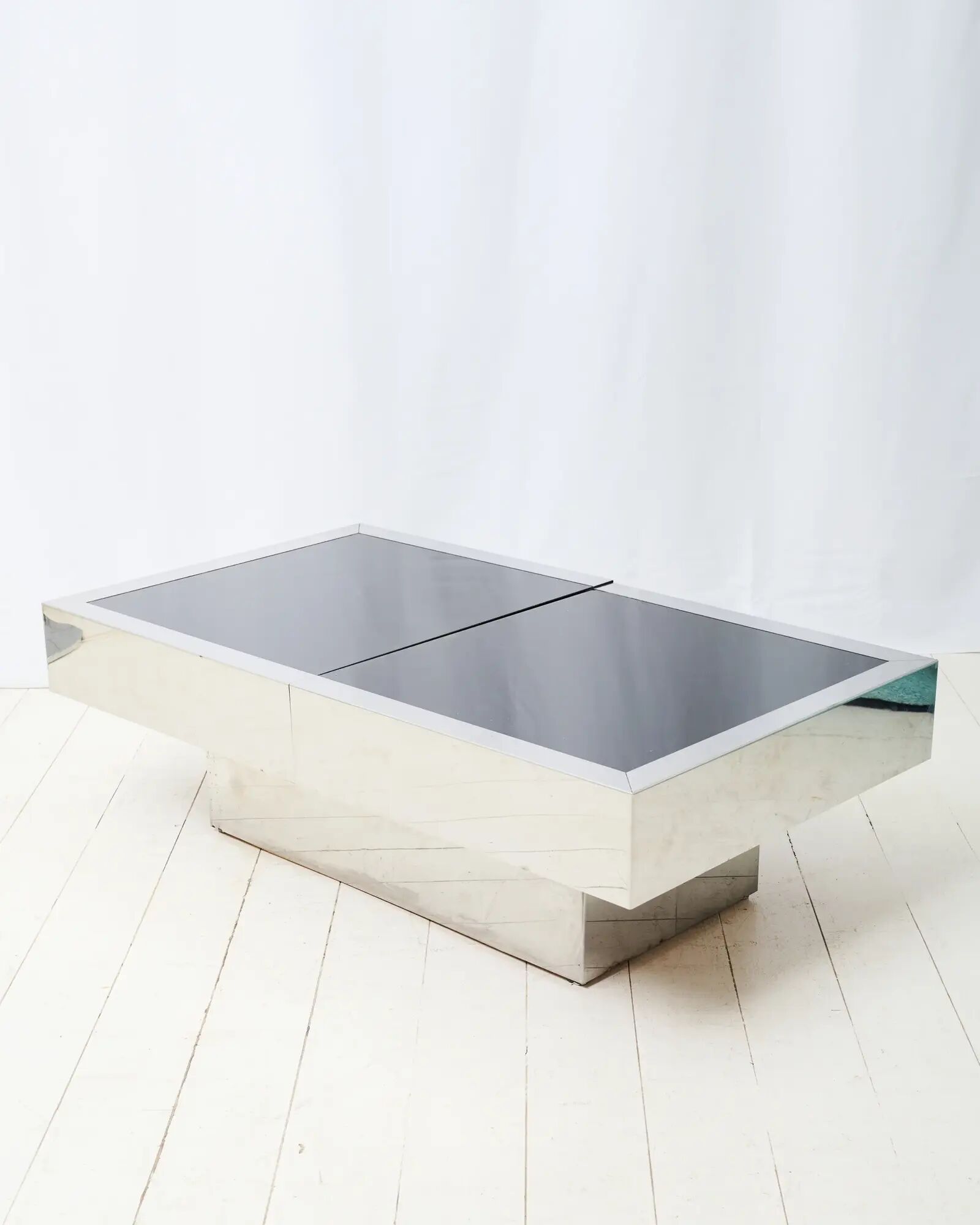 Black and chrome bar coffee table, Willy Rizzo, Cidue, 1970s