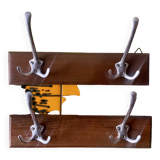 Pair of vintage wooden wall coat racks - double coat hook