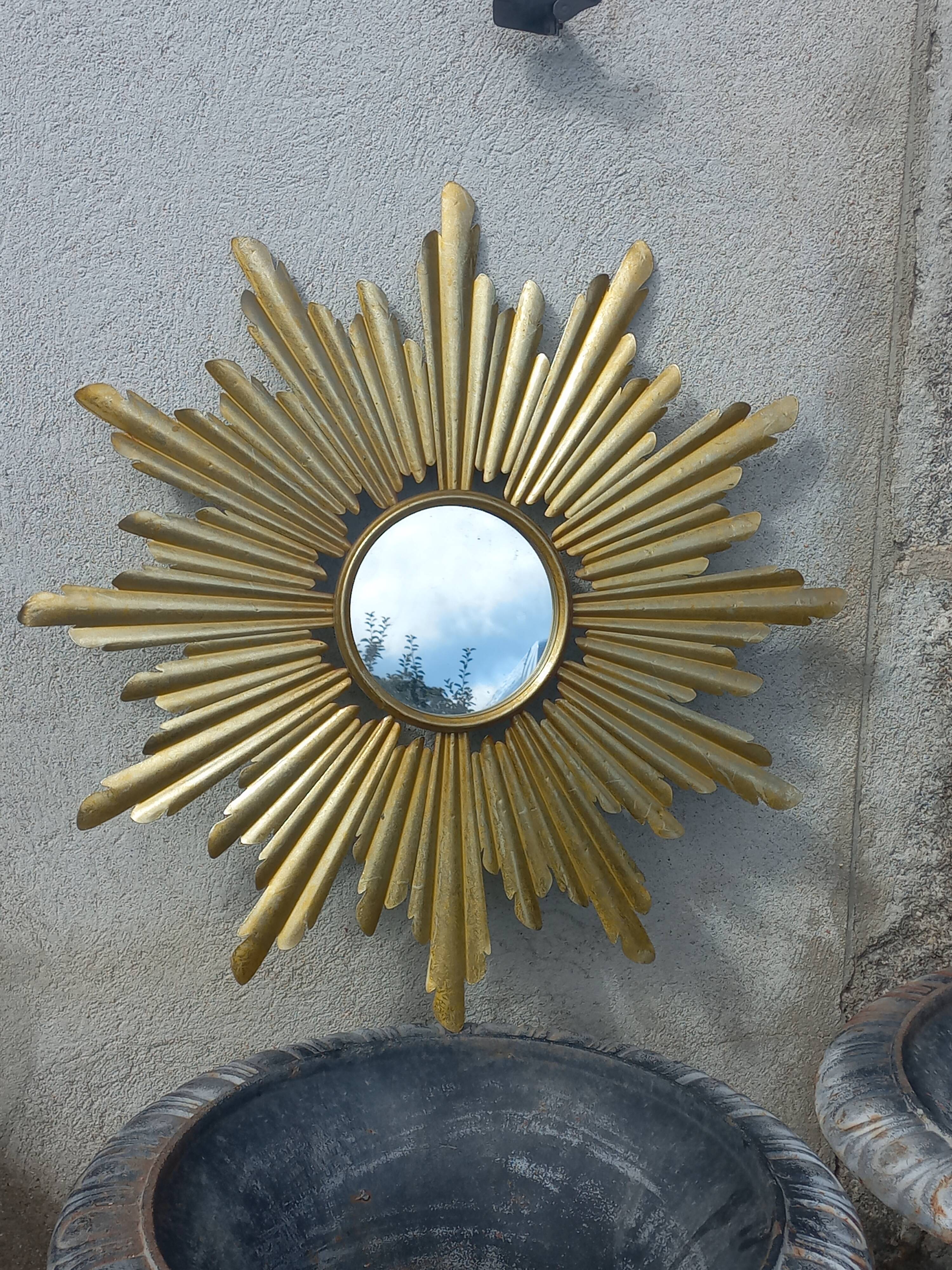 Gold metal sun mirror
