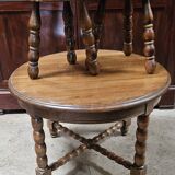 Round coffee table and 2 tripod stools