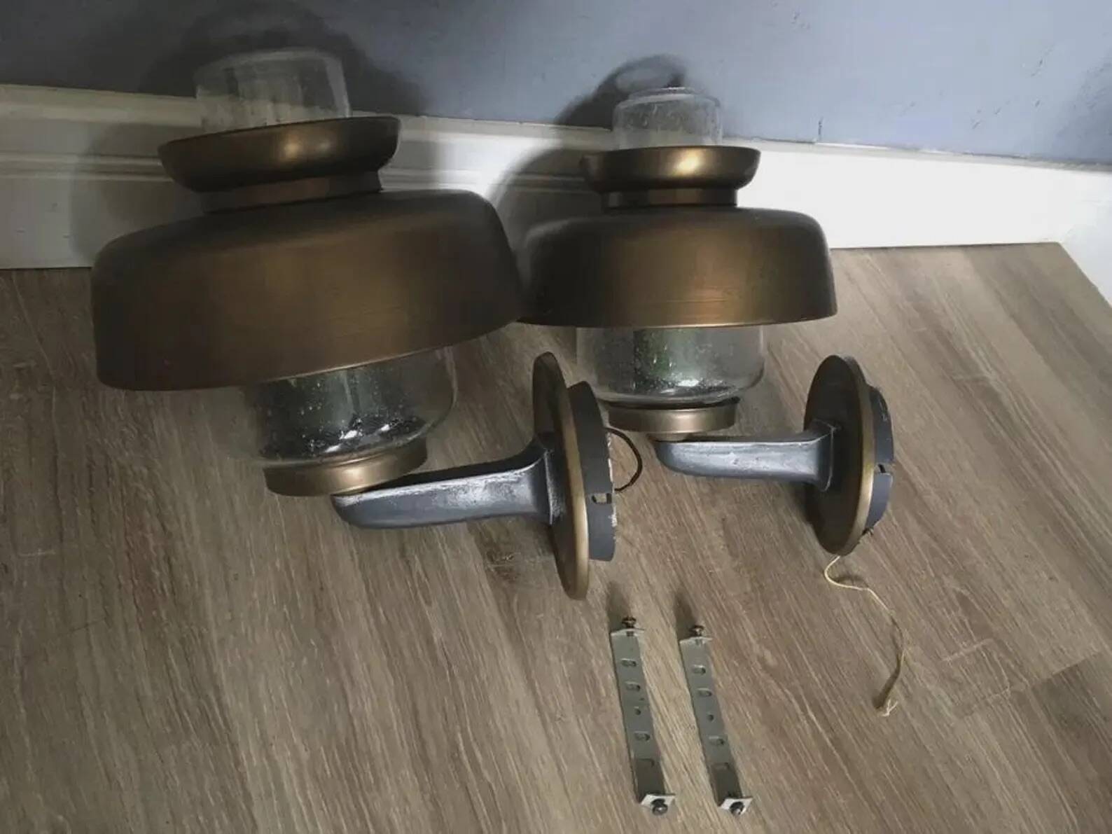 Pair of Egon Hillebrand Brass Wall Lamps – Germany, 1960s