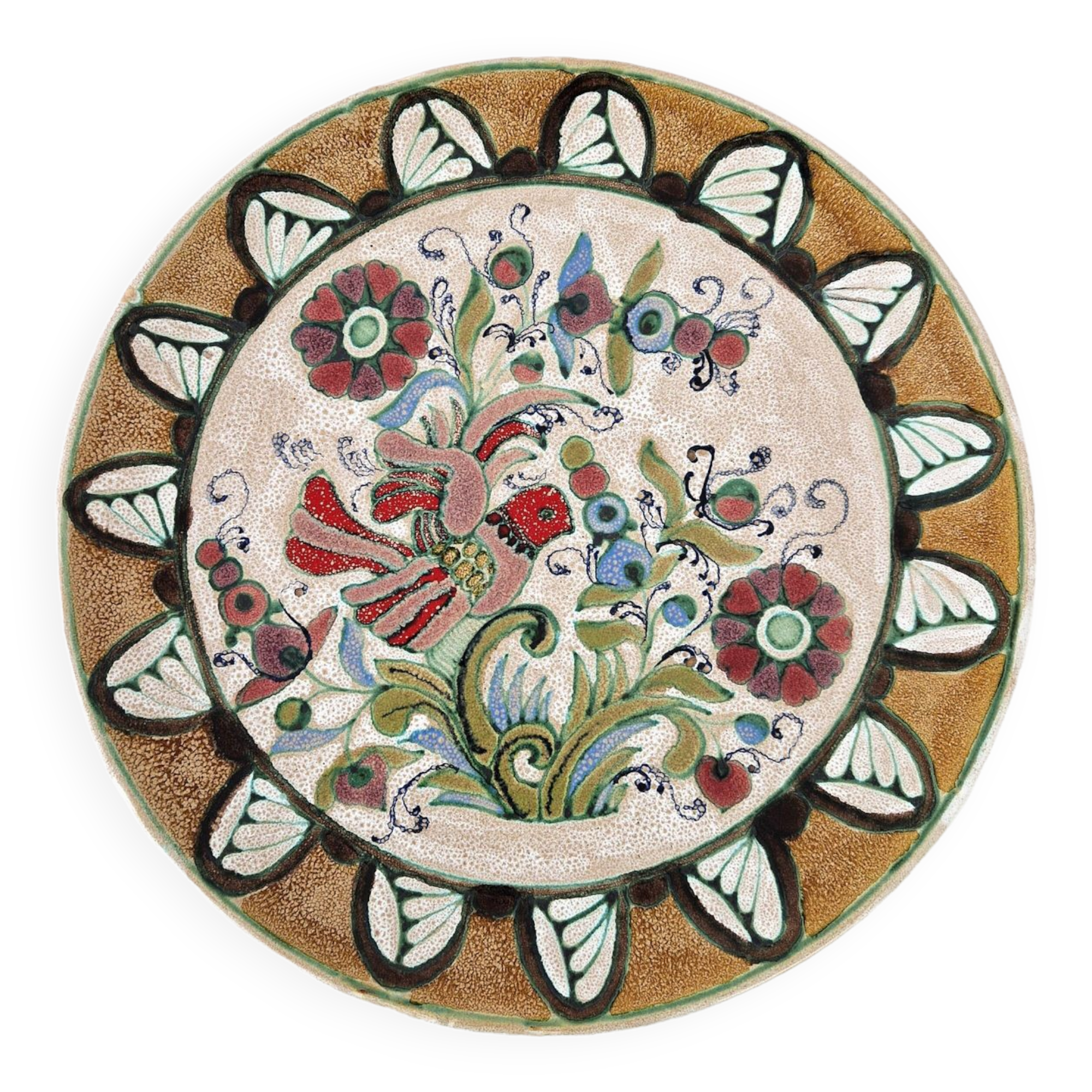 Large vintage ceramic wall dish by Elio Schiavon 1950