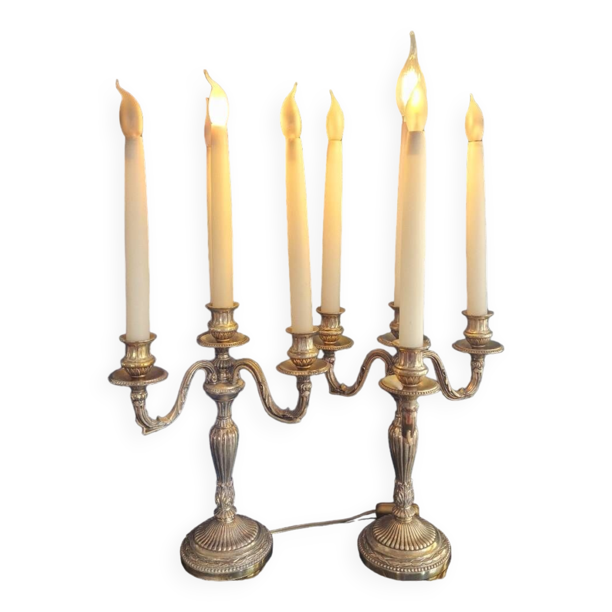 Paire de chandelier en métal argenté