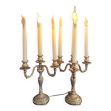 Pair of silver metal candlesticks