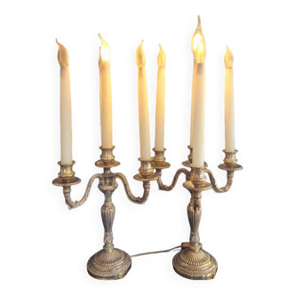 Pair of silver metal candlesticks