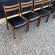 Set de 6 chaises scandinave en teck et cuir noir