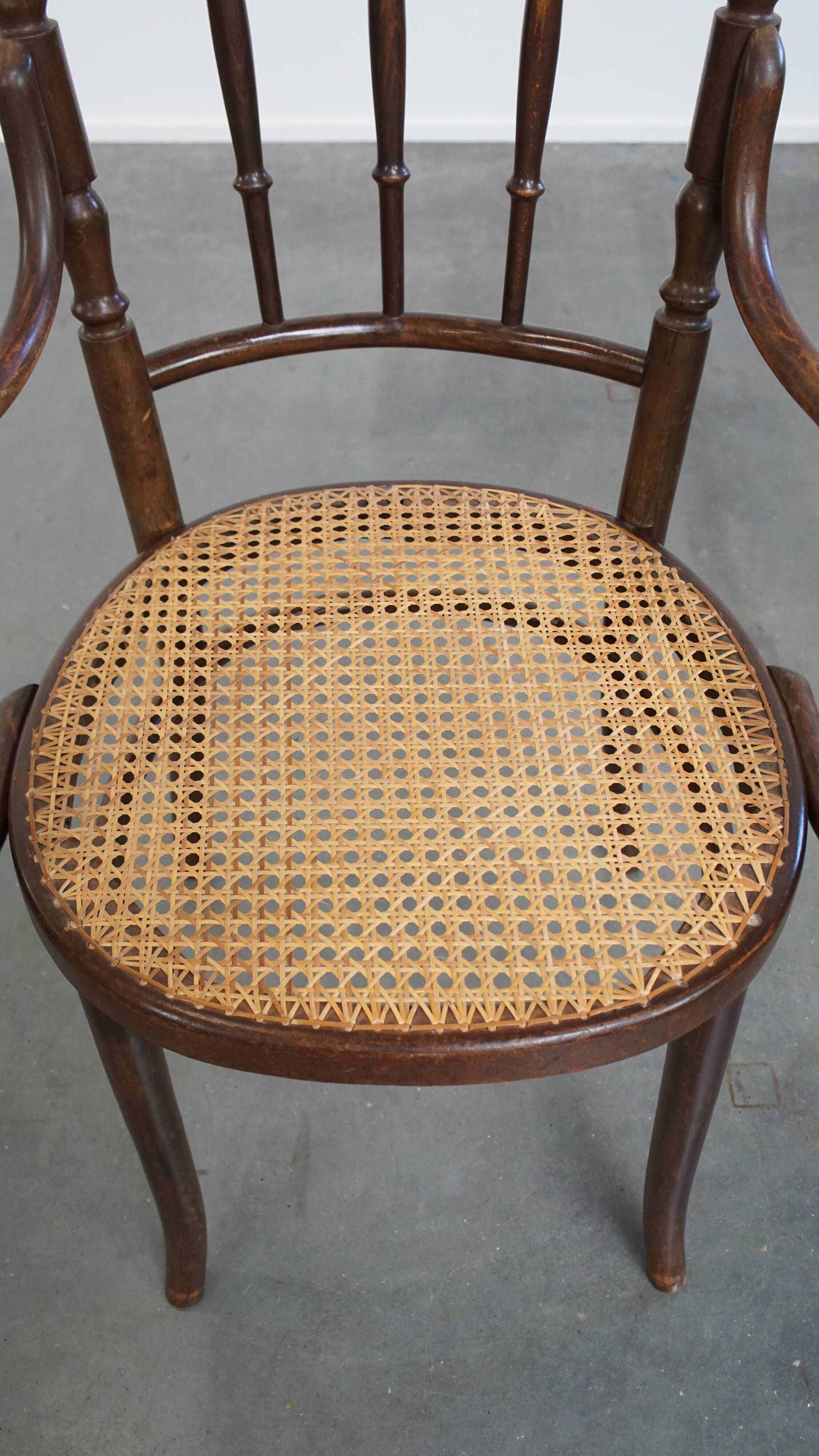 Original vintage Thonet bistro design chair with armrests