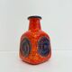 Scheurich West Germany Bay ceramic vase orange with blue fossils, 1970s