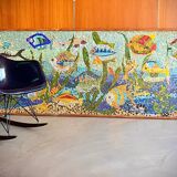 Grande fresque murale vintage mosaïque 1950