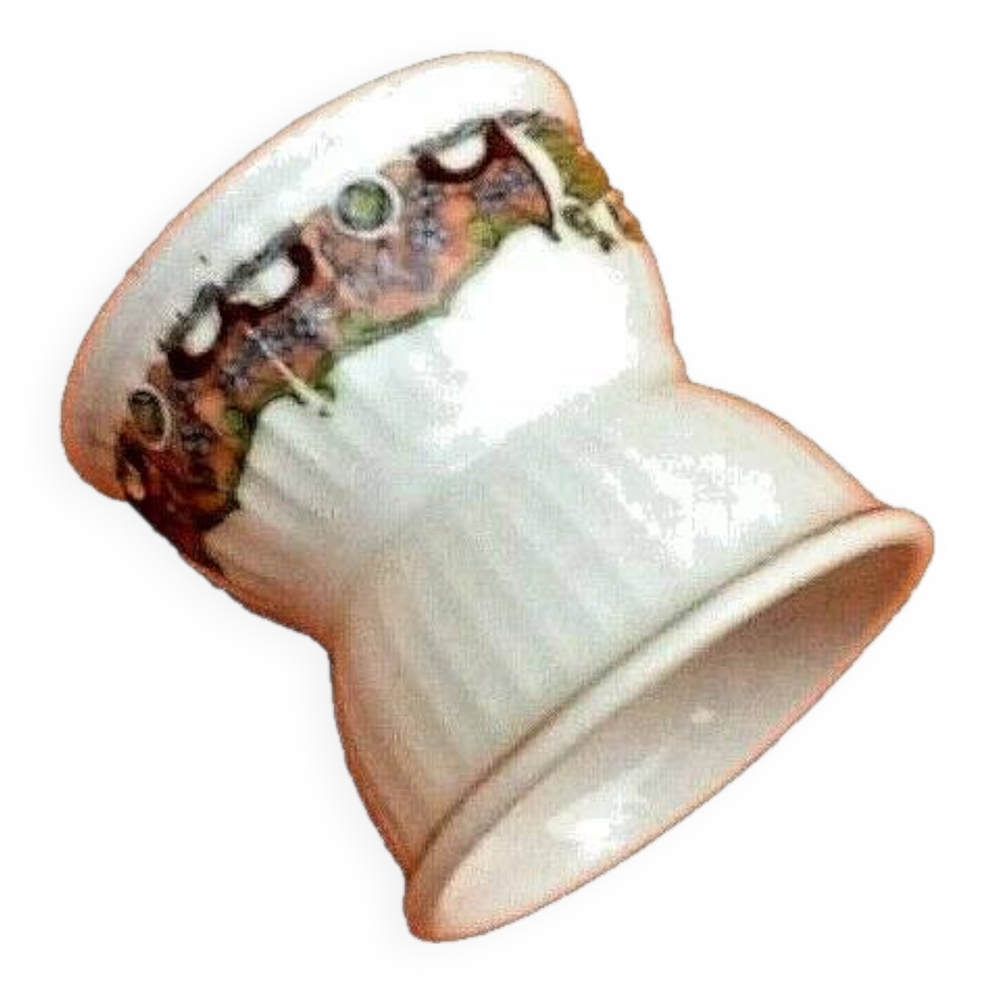Art Nouveau Gadrooned Diabolo Egg Cup White Porcelain with Frieze Decoration