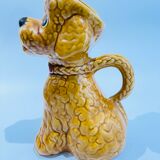 Pichet en barbotine caniche camel