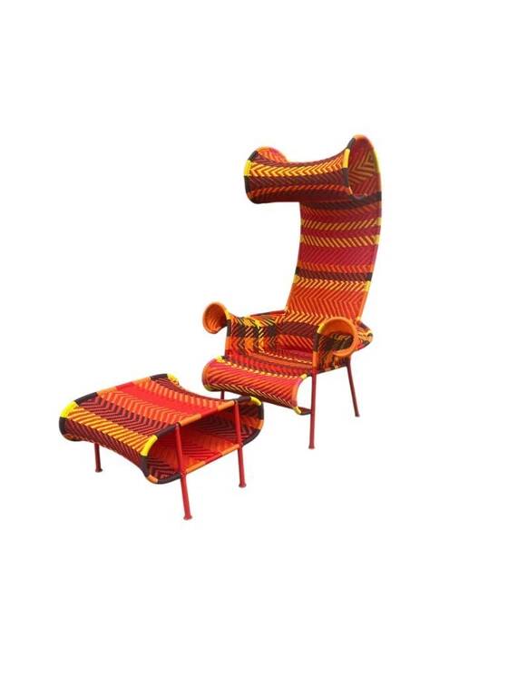 Moroso Shadowy lounge chair with footstool designed by Tord Boontje