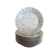 10 deep plates Limoges GDA porcelain with blue cornflowers 1930 Ø 19 cm