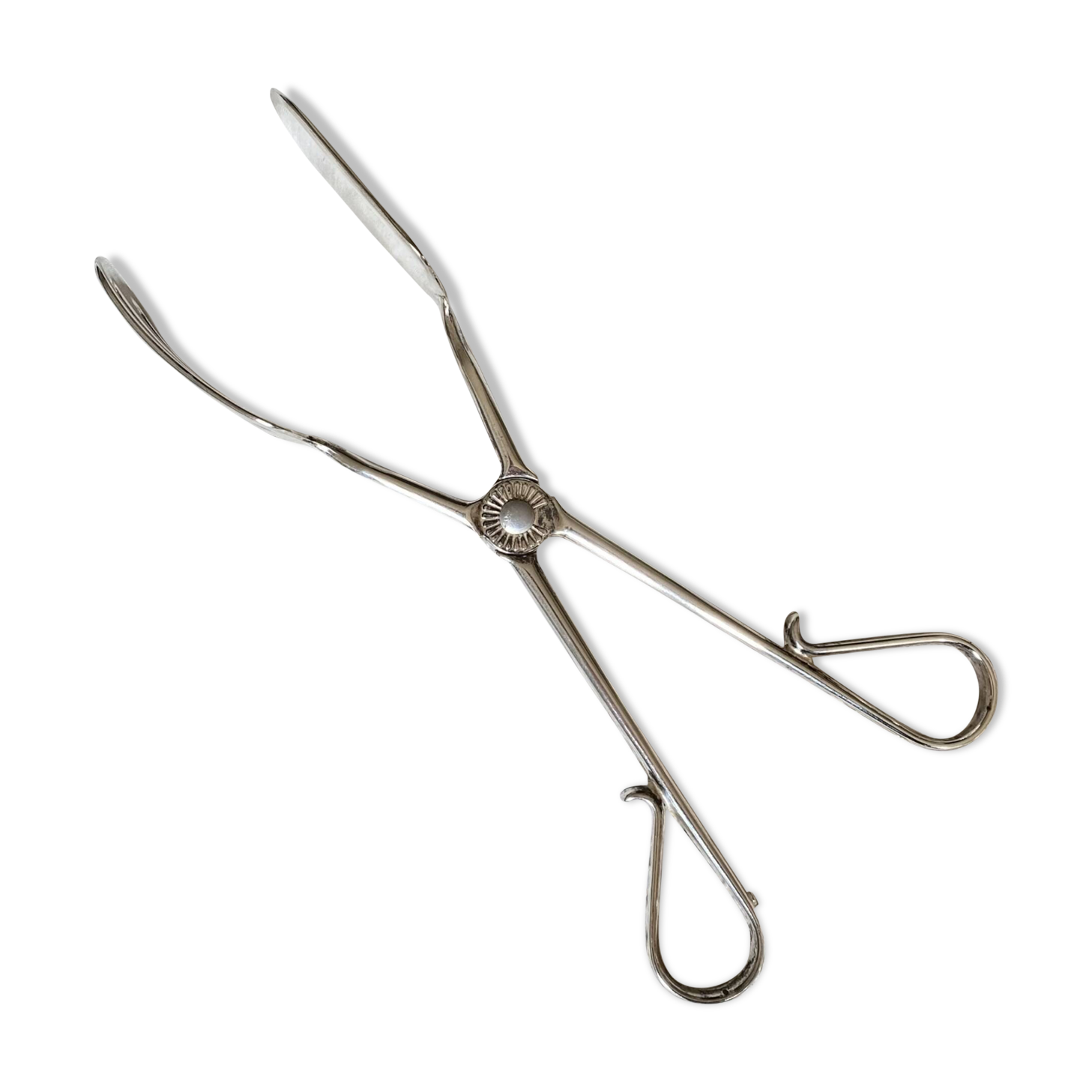 Vintage silver metal table service tongs tableware ACC-7081