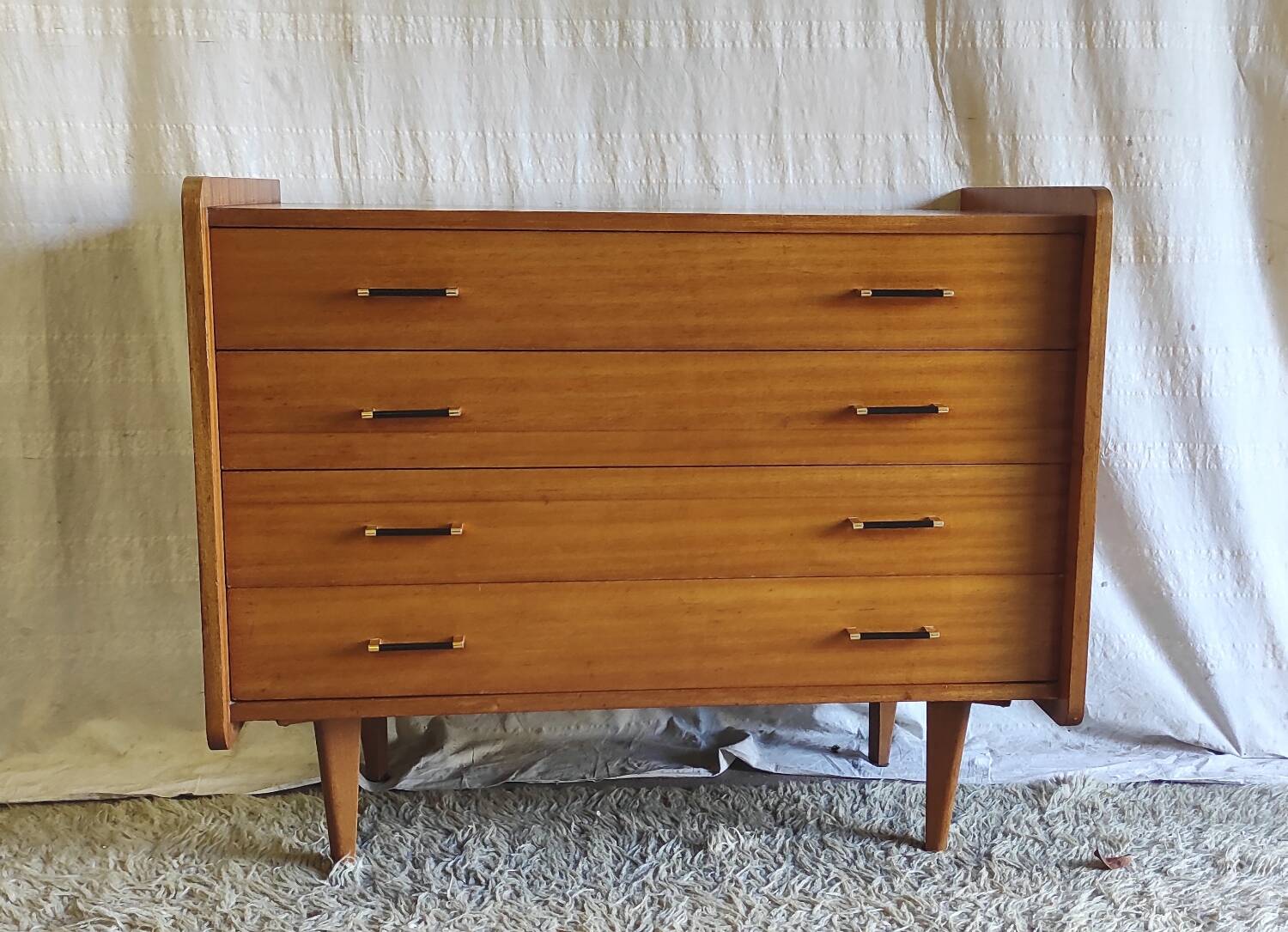 Modernist chest of drawers with 4 drawers in wood - 1950s/60s