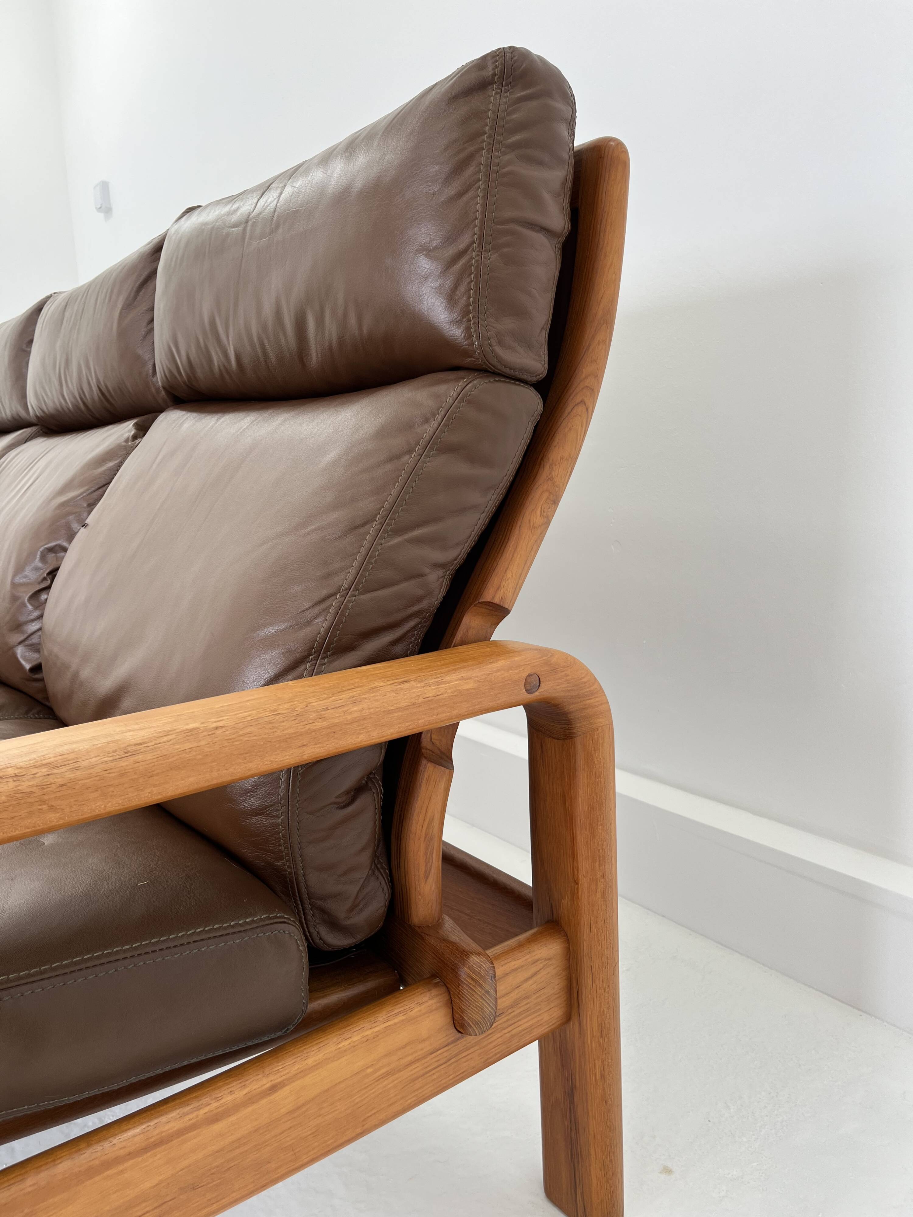 Mid-Century Leather 3-Seater Sofa by .L. Olsen & Søn, Denmark, 1960