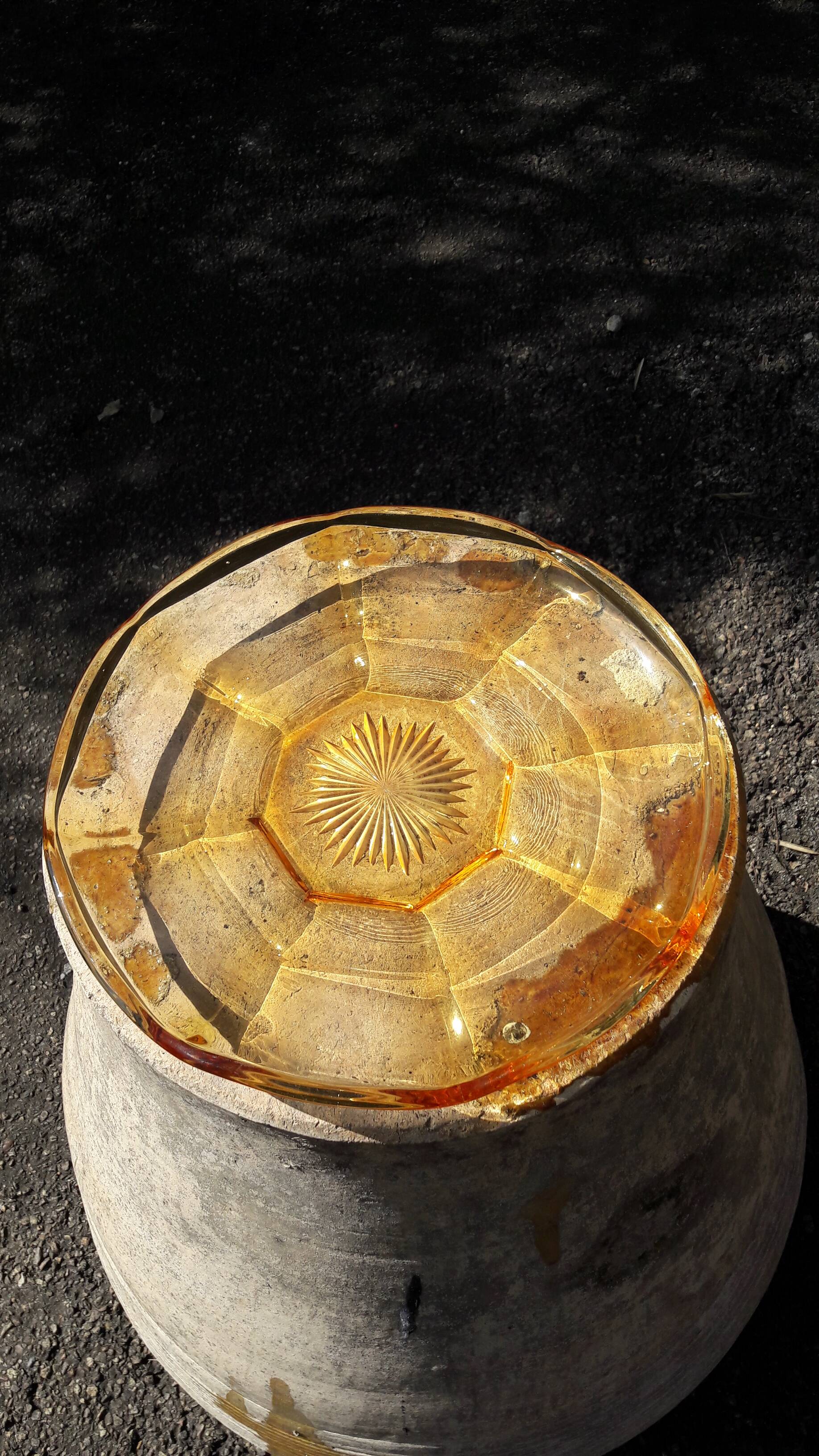 Vintage 50s yellow glass dinnerware set
