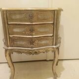 Table chevet 3 tiroirs 1950 -1970 italien bois doré