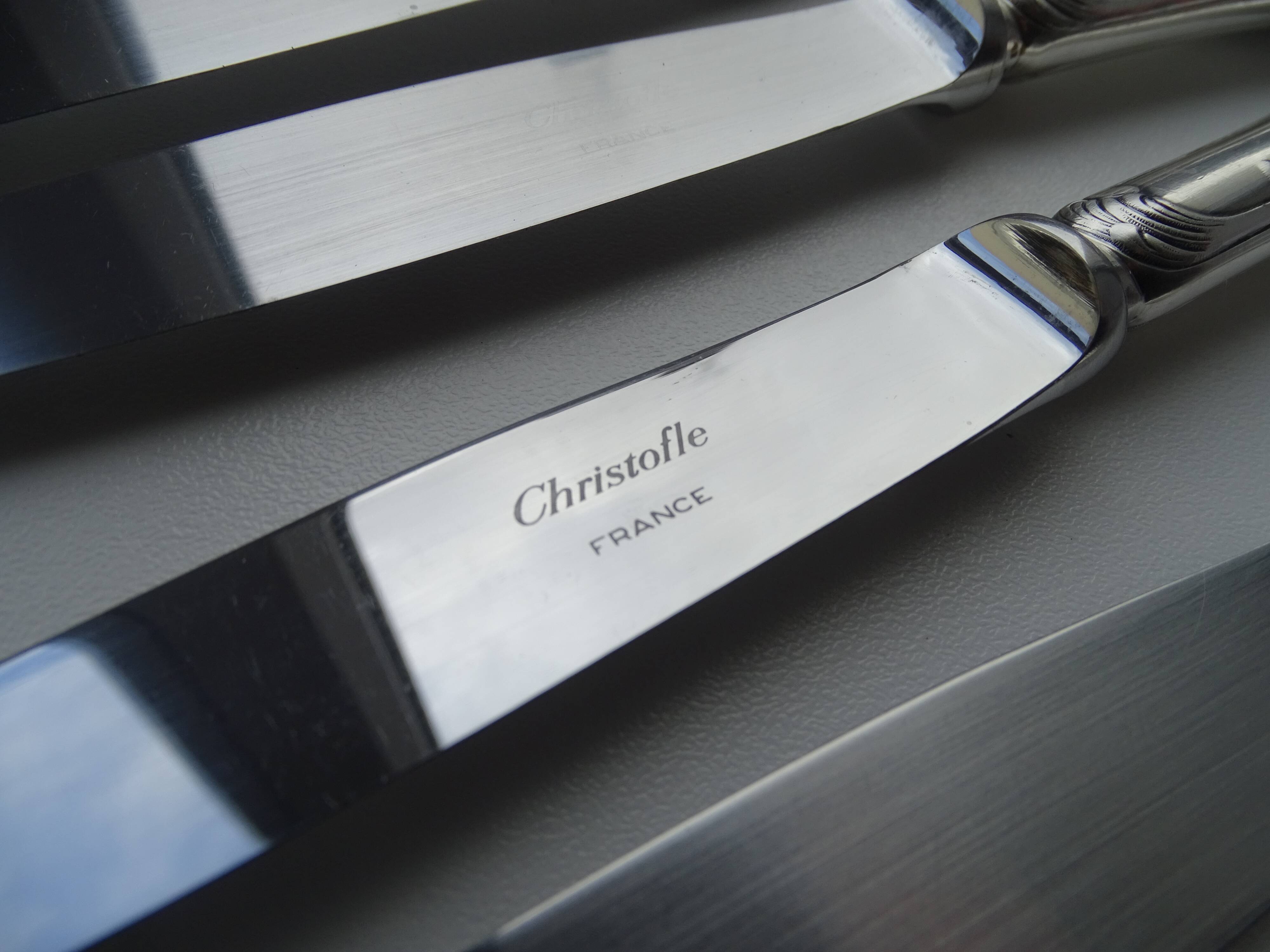 5 Couteaux A Entremet Fromage En Metal Argente Christofle Modele Marly Ancien 03 Yor