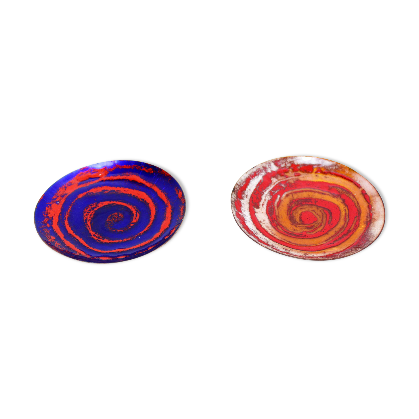 Duo de vide poches en cuivre émaillé 1966