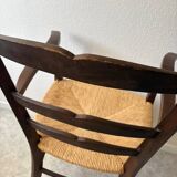 Vintage solid wood chair with a straw seat – Chic country style