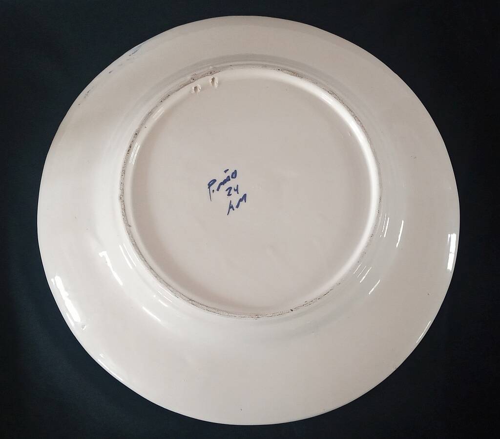 Large Portuguese Ceramic Plate Blue and White