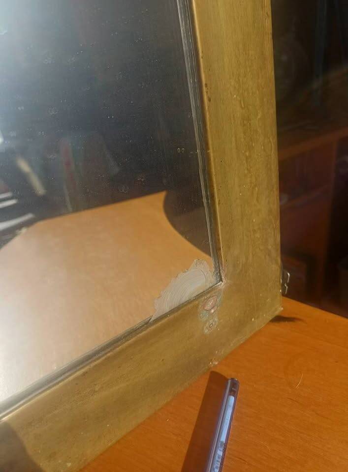 Vintage brass arched mirror