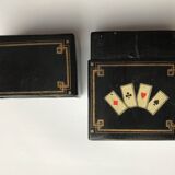 Box for card game period napoleon III in boiled cardboard