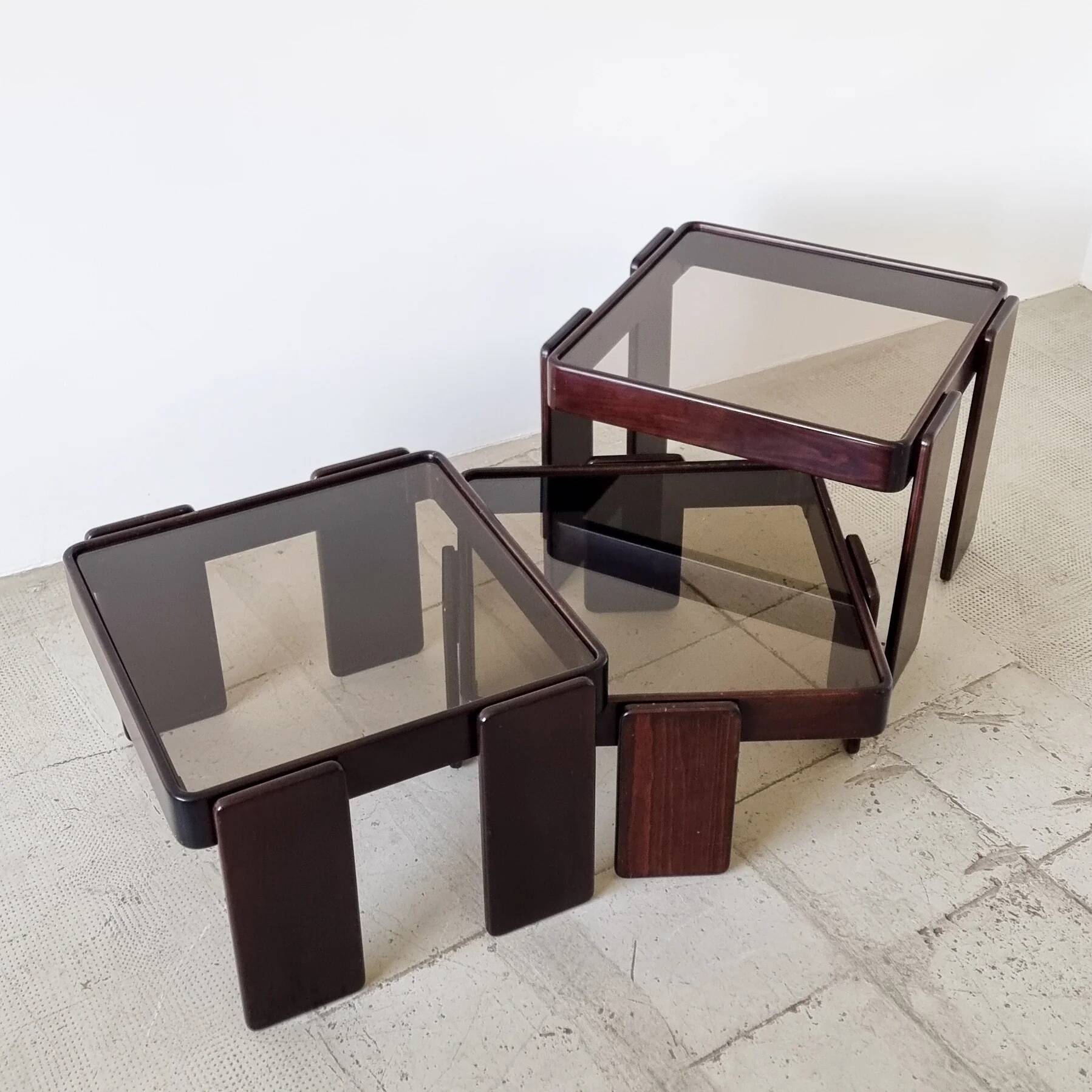 Stackable nesting tables by Gianfranco Frattini for Cassina (set of 3)