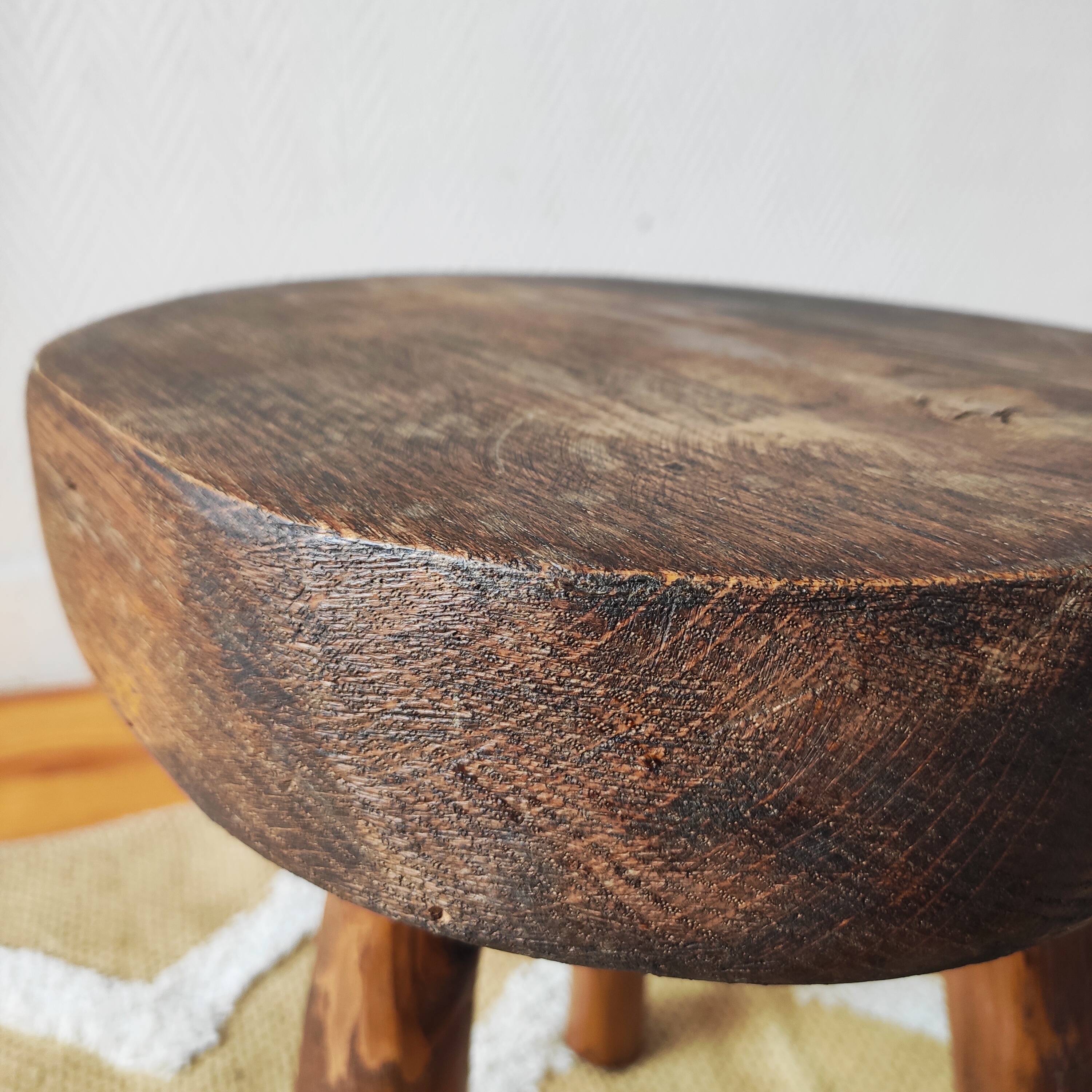 Vintage brutalist tripod stool