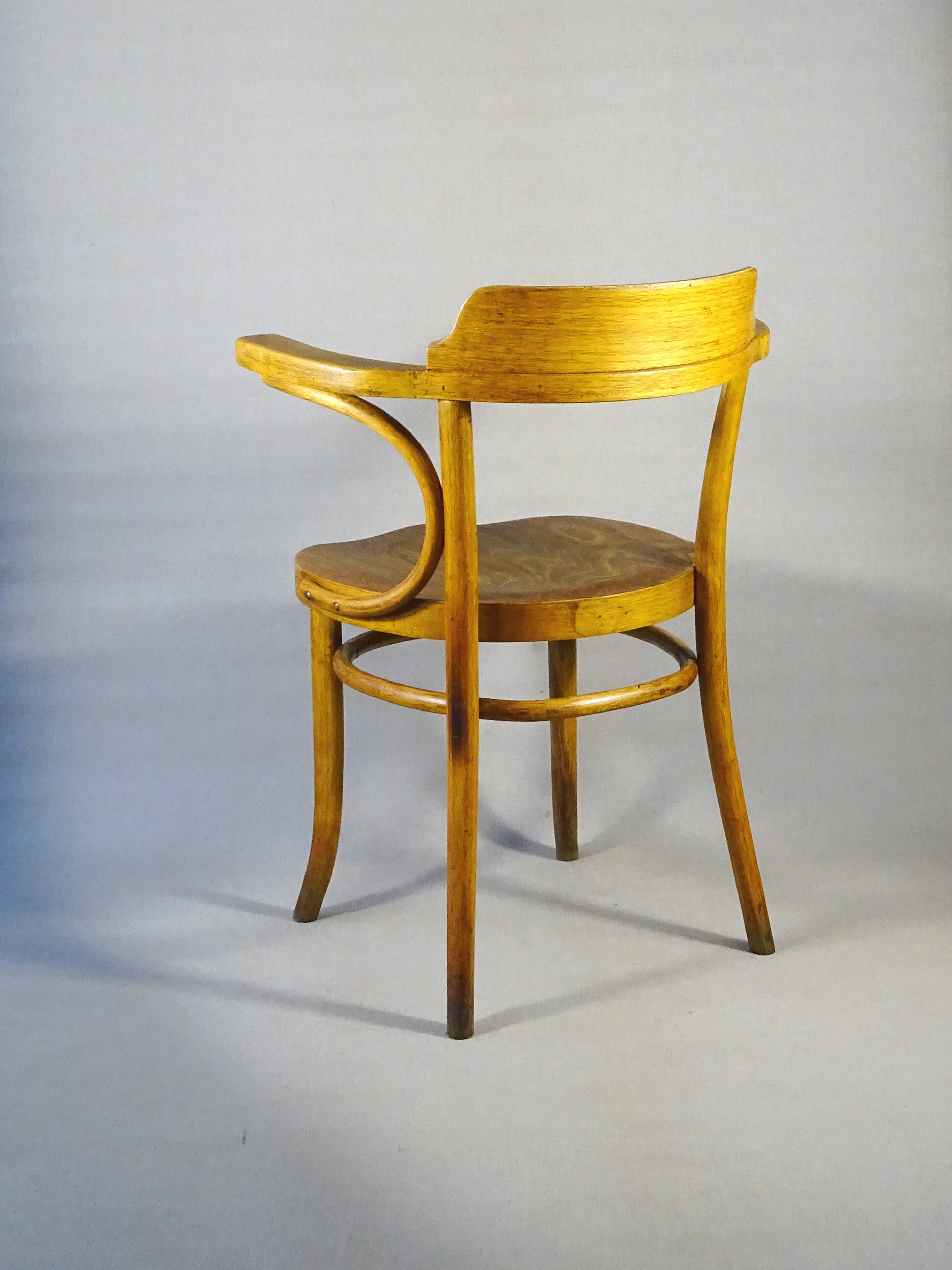 Thonet Bistrot Armchair N°B4 circa 1930 saddle wood seat