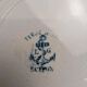 Dessert plate in ironstone Clairefontaine model Buffon blue with old landscape decoration.