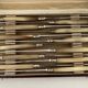 Complete Set of 12 Stainless Steel Cheese Knives with Bakelite Handles and Art Deco Ferrules