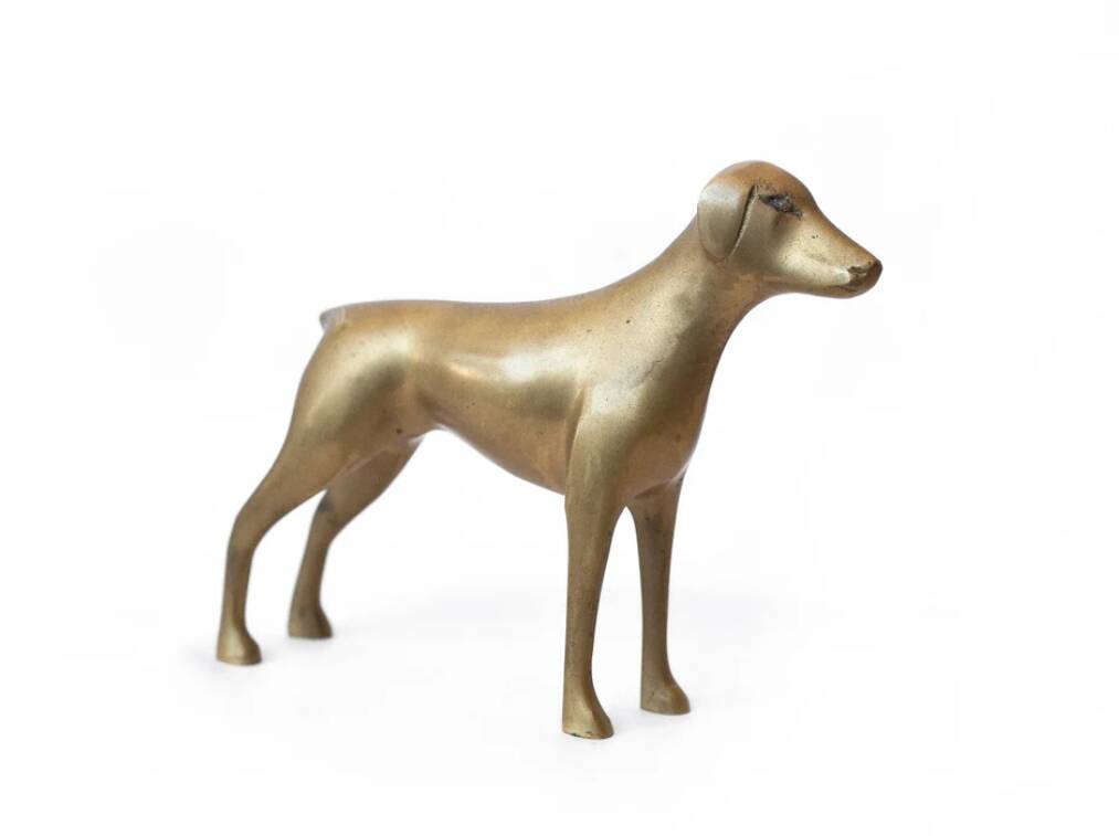 Vintage statue, brass animals, brass dog, brass figurine, interior decoration