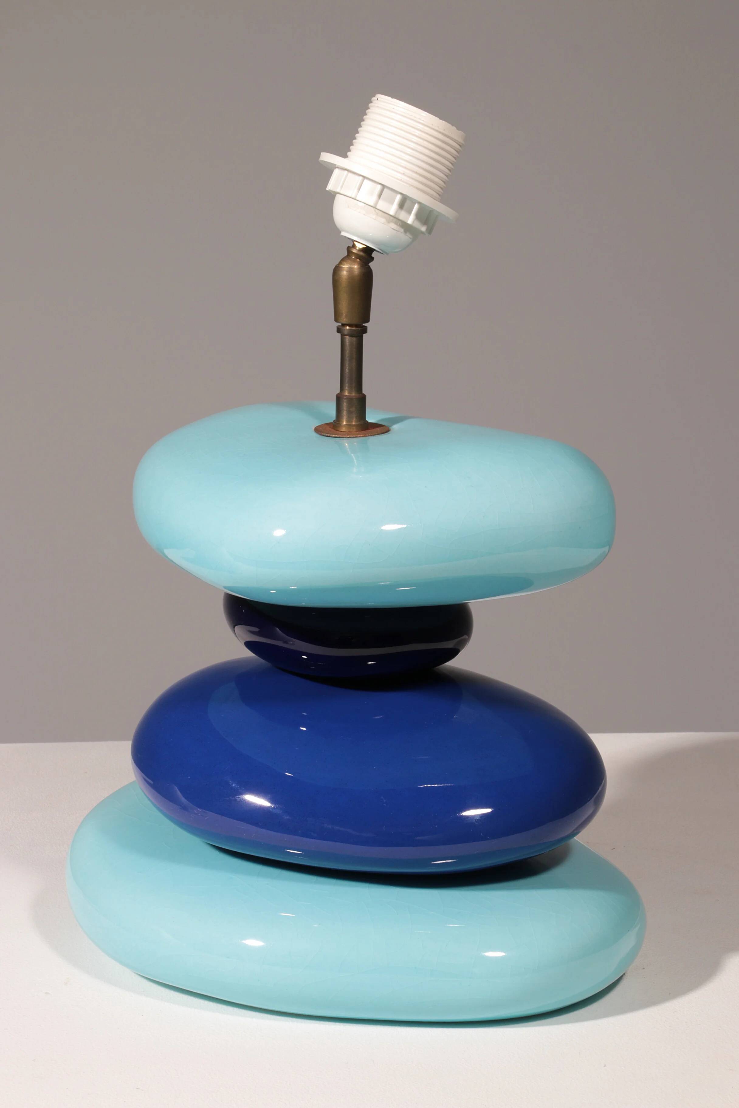 France pebble table lamp by François Chatain, 1980s